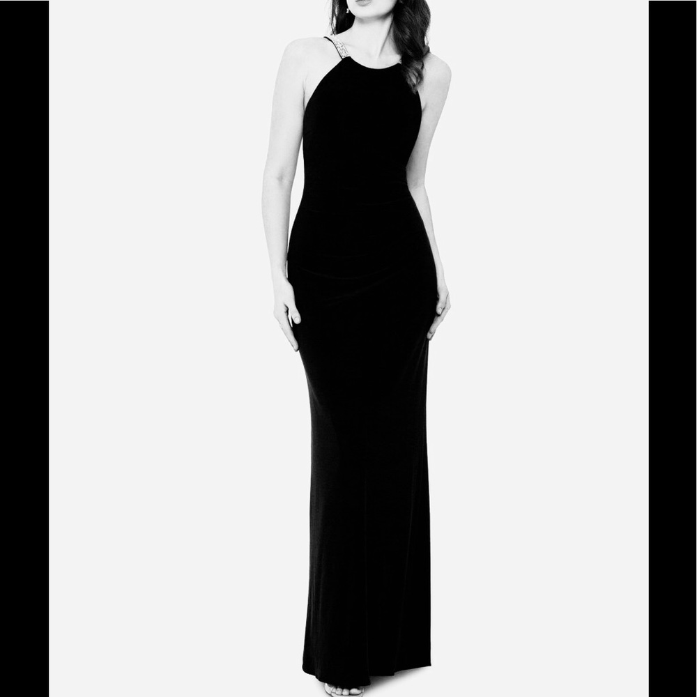 Black Velvet & Chiffon Gown